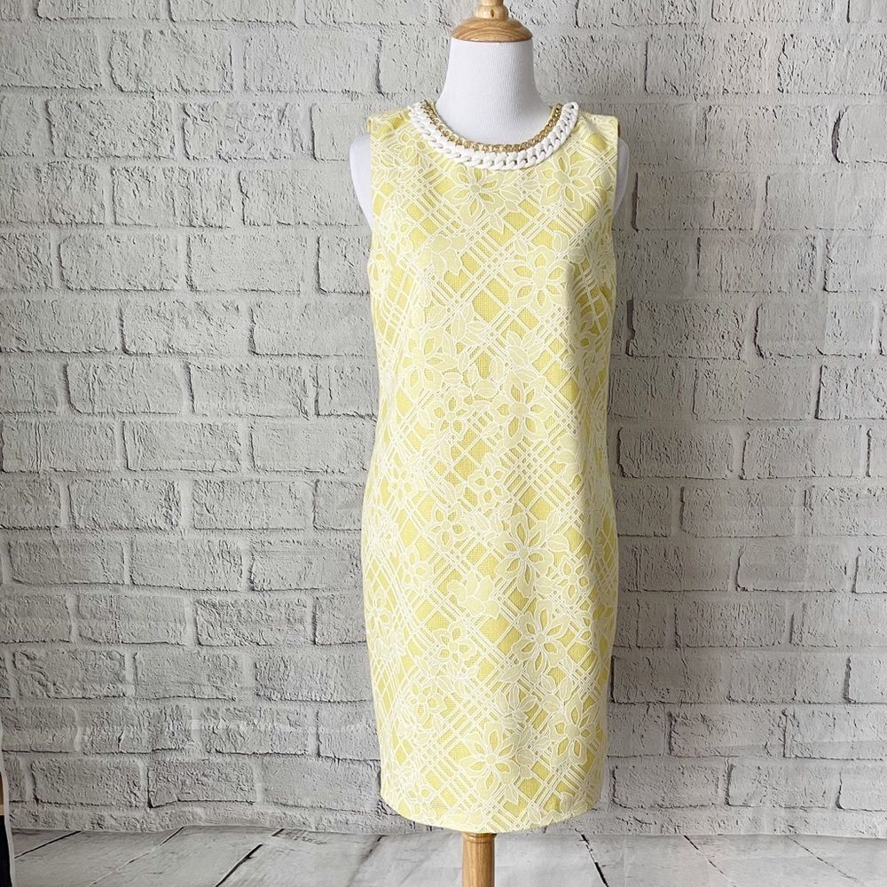 Yellow Sleeveless Lace Belle Badgley Mischka Dress